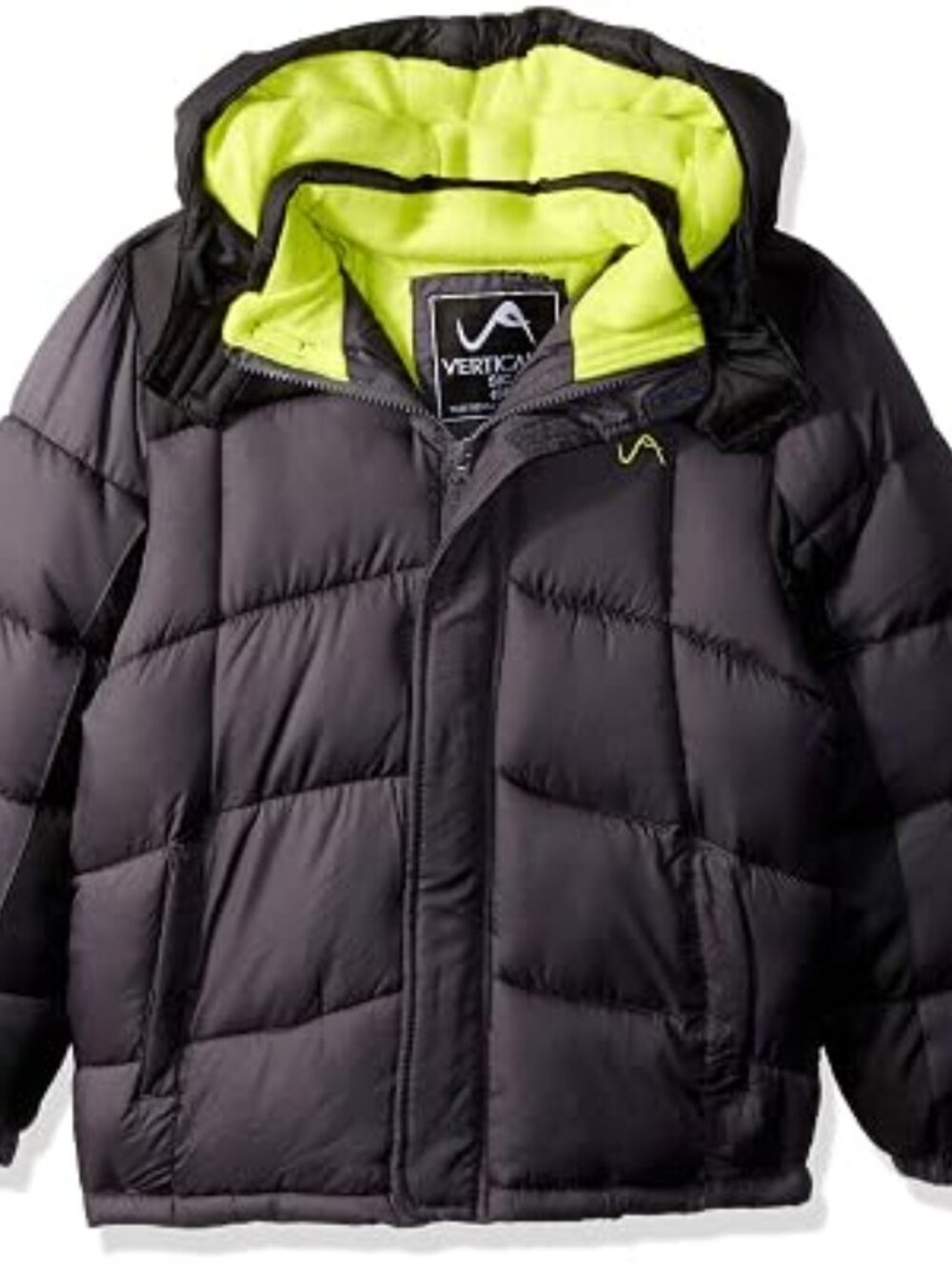 Vertical'9 Toddler Boys Gray & Green Puffer Jacket Hooded Coat 4T NWT